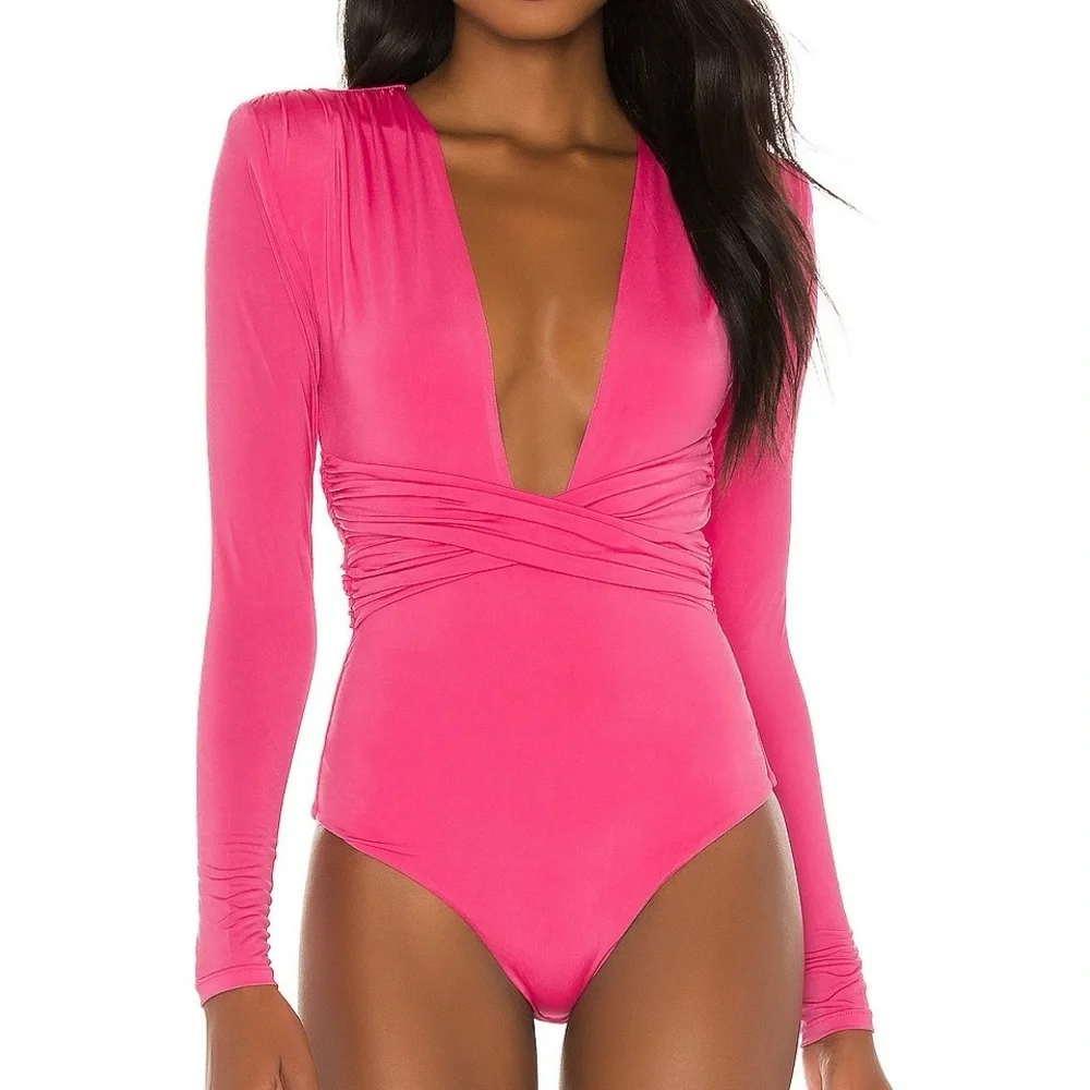 Lovers + Friends Anya Long Sleeve Pink Bodysuit Women’s X-Small